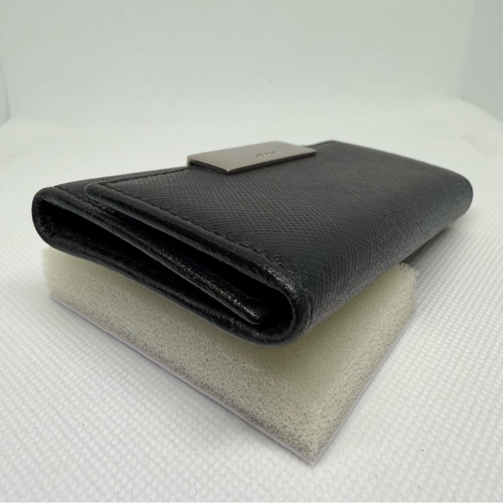 PRADA Key Holder Black Saffiano Leather Silvertone Snap - Picture 4 of 15